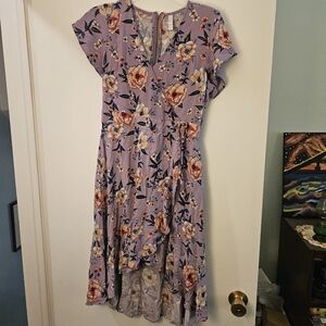 Xhilaration Purple Floral Wrap Dress Dress Size M